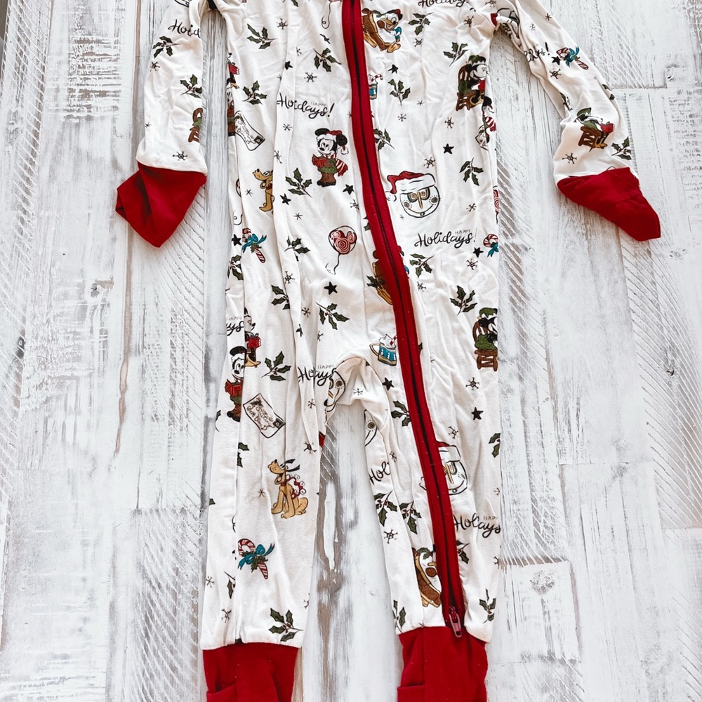 Holiday Print Kids One Piece Pajama - Red and White